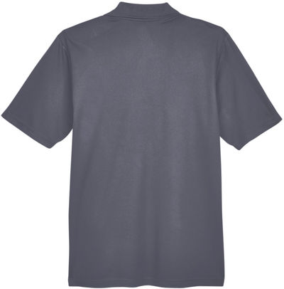 Am image of a Custom Core 365 Men's Balance Colorblock Performance Pique Polo in Tr Roy/ Crbn!