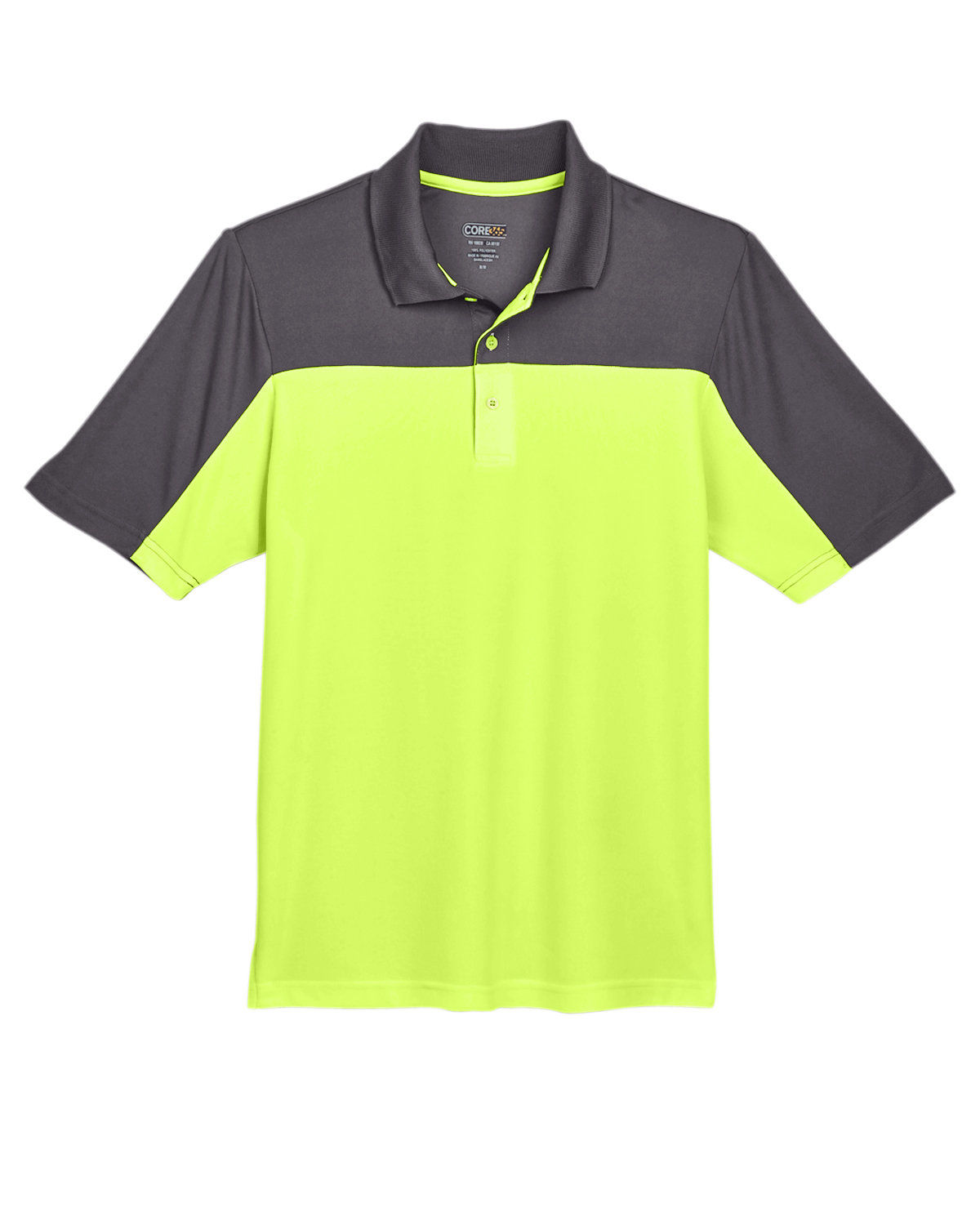 Core 365 Men's Balance Colorblock Performance Pique Polo in Sfty Yl/ Crb