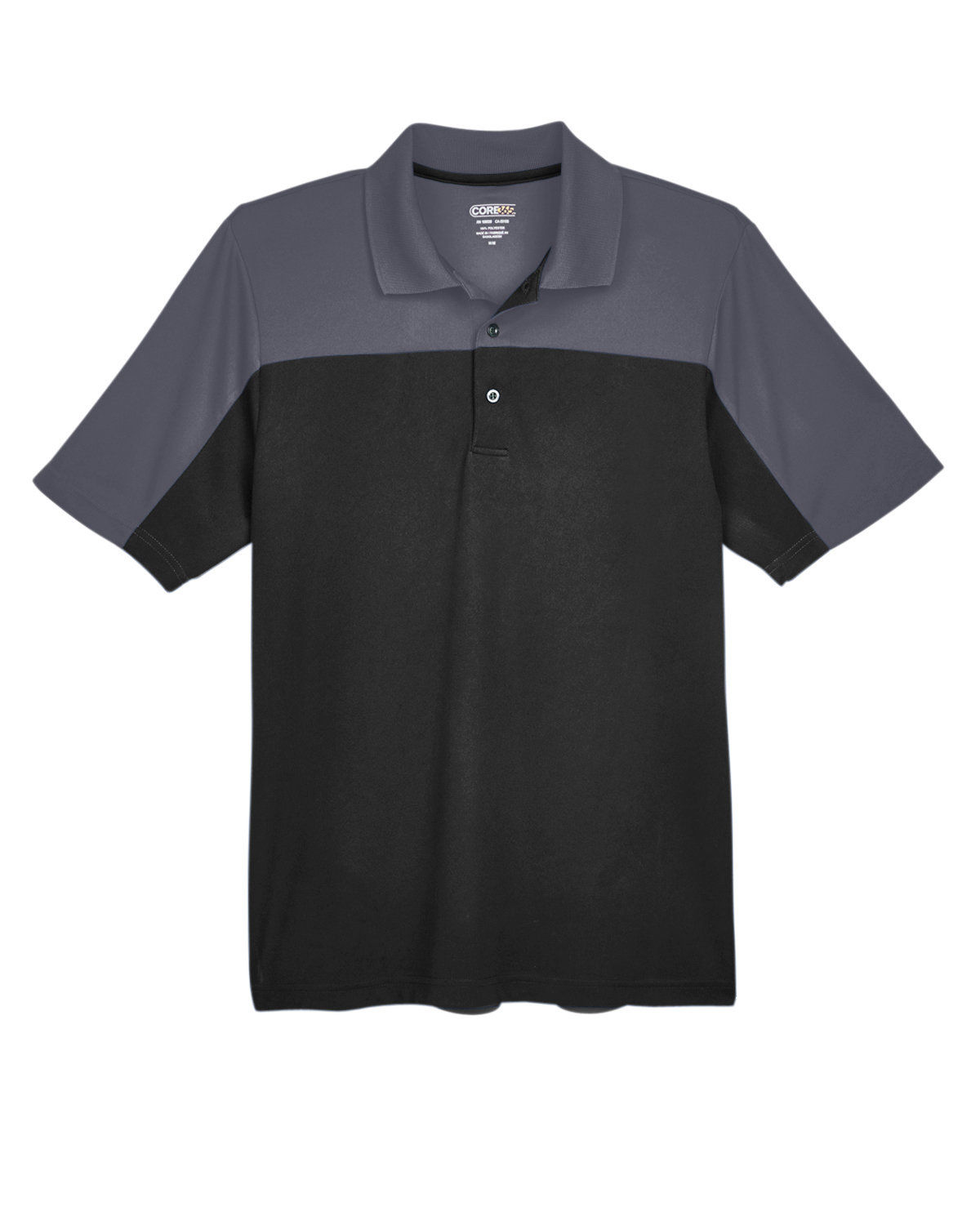Core 365 Men's Balance Colorblock Performance Pique Polo in Black/ Crbn
