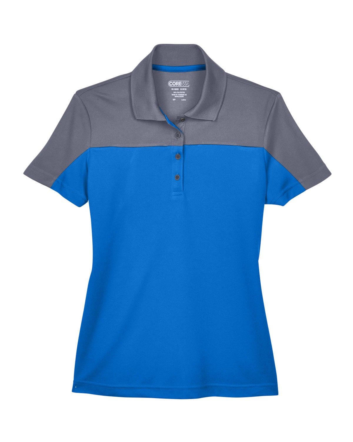 Core 365 Ladies' Balance Colorblock Performance Pique Polo in Tru Royal/ Carbon
