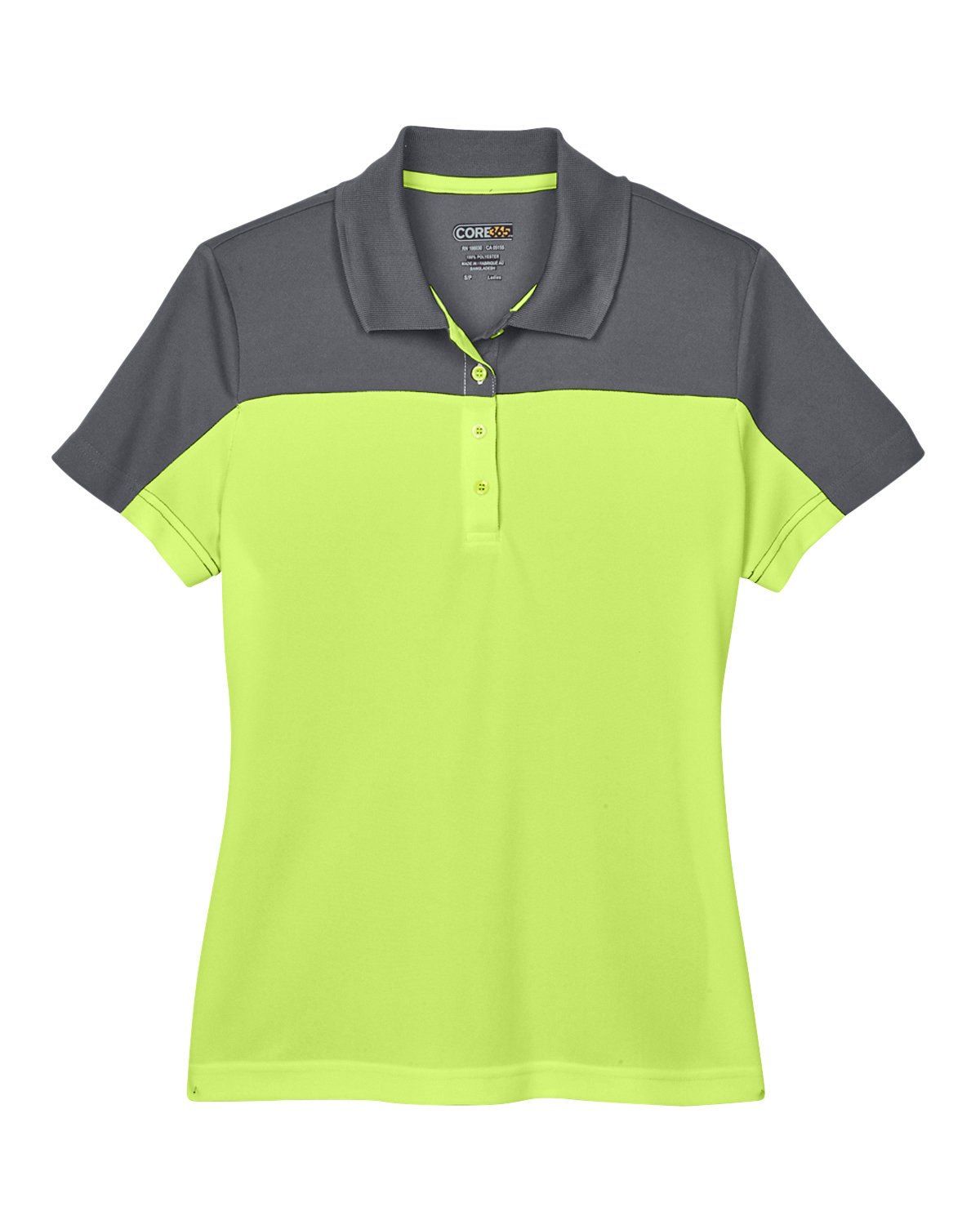 Core 365 Ladies' Balance Colorblock Performance Pique Polo in Safety Yellow/ Carbon