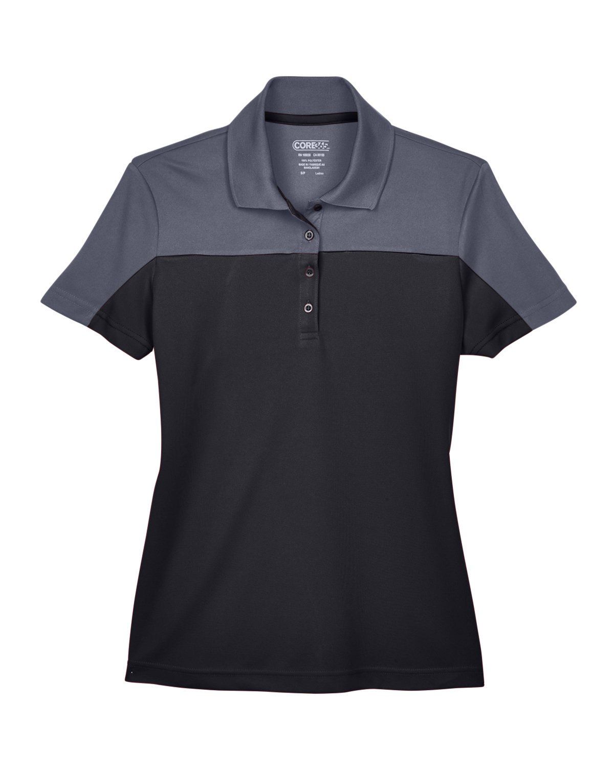 Core 365 Ladies' Balance Colorblock Performance Pique Polo in Black/ Carbon