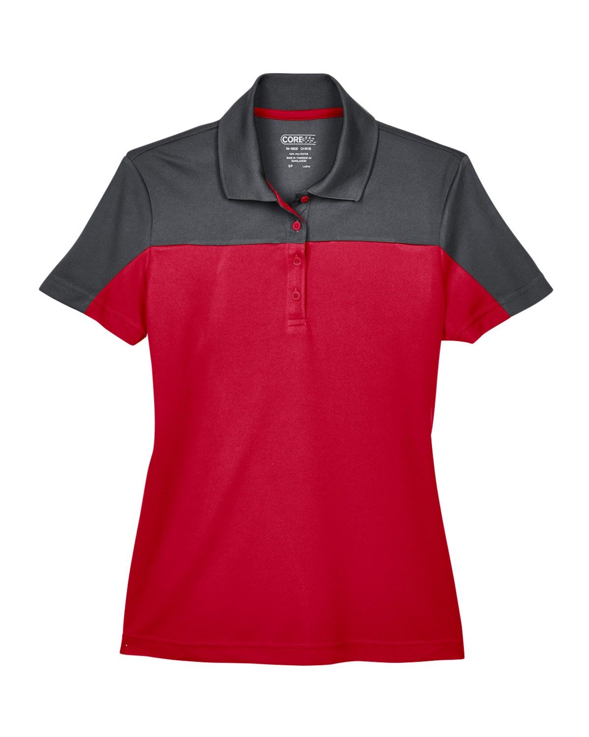 Core 365 Ladies' Balance Colorblock Performance Pique Polo in Classic Red/ Carbon