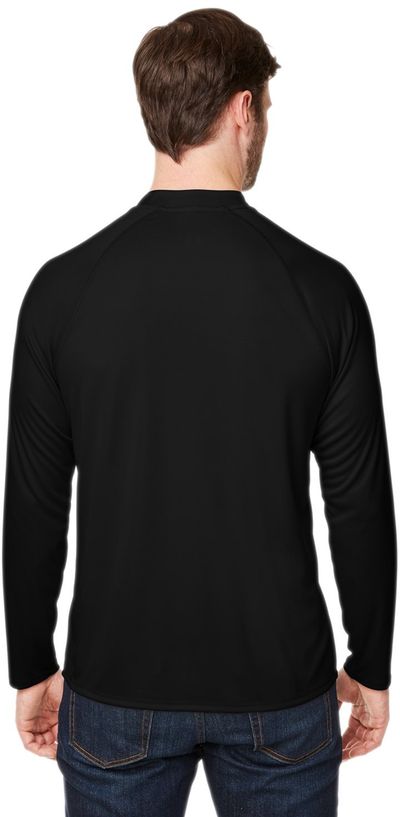 Am image of a Custom Core 365 Unisex Ultra UVP™ Long Sleeve Raglan T Shirt in BLACK!