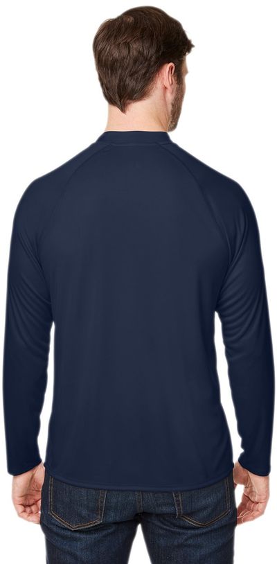 Am image of a Custom Core 365 Unisex Ultra UVP™ Long Sleeve Raglan T Shirt in CLASSIC NAVY!
