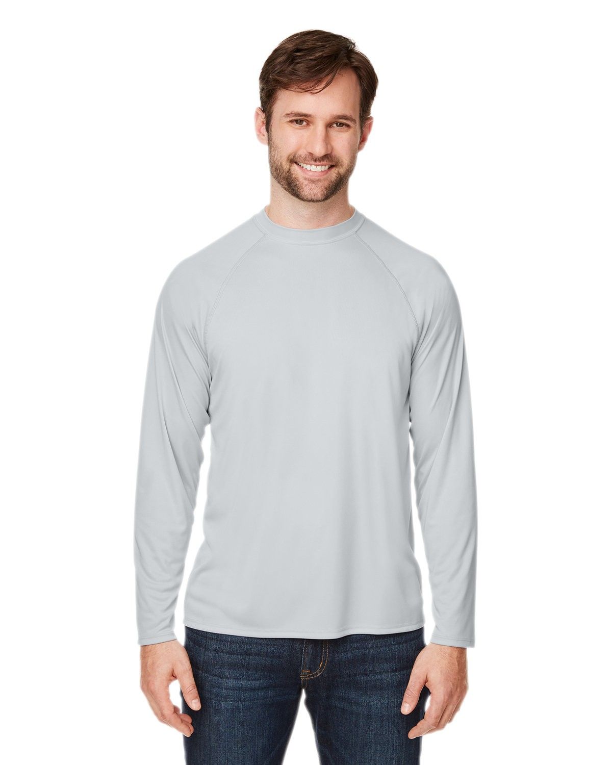 Core 365 Unisex Ultra UVP™ Long Sleeve Raglan T Shirt in PLATINUM