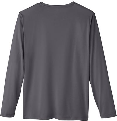 Am image of a Custom Core 365 Adult Fusion ChromaSoft™ Performance Long Sleeve T Shirt in Carbon!