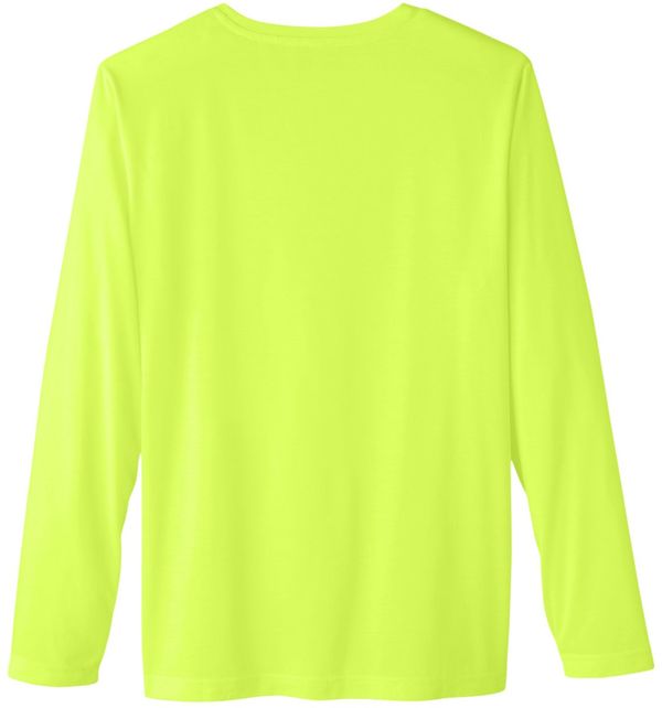 Am image of a Custom Core 365 Adult Fusion ChromaSoft™ Performance Long Sleeve T Shirt in Safety Yellow!