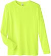 Am image of a Custom Core 365 Adult Fusion ChromaSoft™ Performance Long Sleeve T Shirt in Safety Yellow!