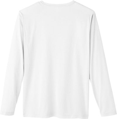Am image of a Custom Core 365 Adult Fusion ChromaSoft™ Performance Long Sleeve T Shirt in White!