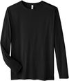 Am image of a Custom Core 365 Adult Fusion ChromaSoft™ Performance Long Sleeve T Shirt in Black!