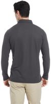 Am image of a Custom Core 365 Men's Fusion ChromaSoft™ Long Sleeve Pique Polo in Carbon!