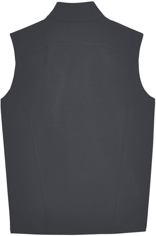 Am image of a Custom Core 365 Men's Cruise Two Layer Fleece Bonded Soft Shell Vest in Carbon!
