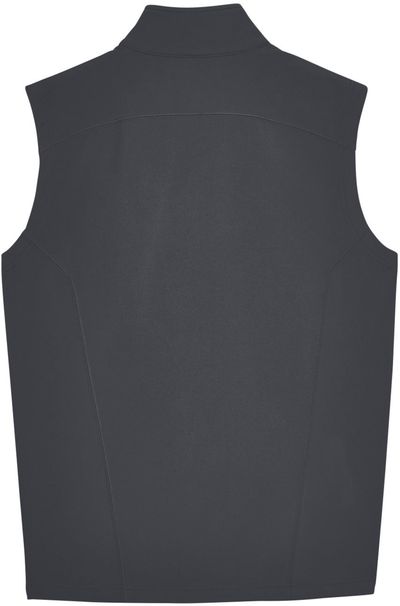 Am image of a Custom Core 365 Men's Cruise Two Layer Fleece Bonded Soft Shell Vest in Carbon!