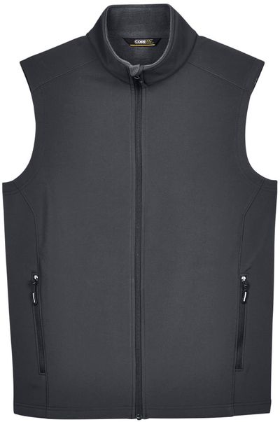 Am image of a Custom Core 365 Men's Cruise Two Layer Fleece Bonded Soft Shell Vest in Carbon!