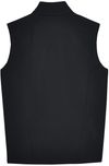 Am image of a Custom Core 365 Men's Cruise Two Layer Fleece Bonded Soft Shell Vest in Black!