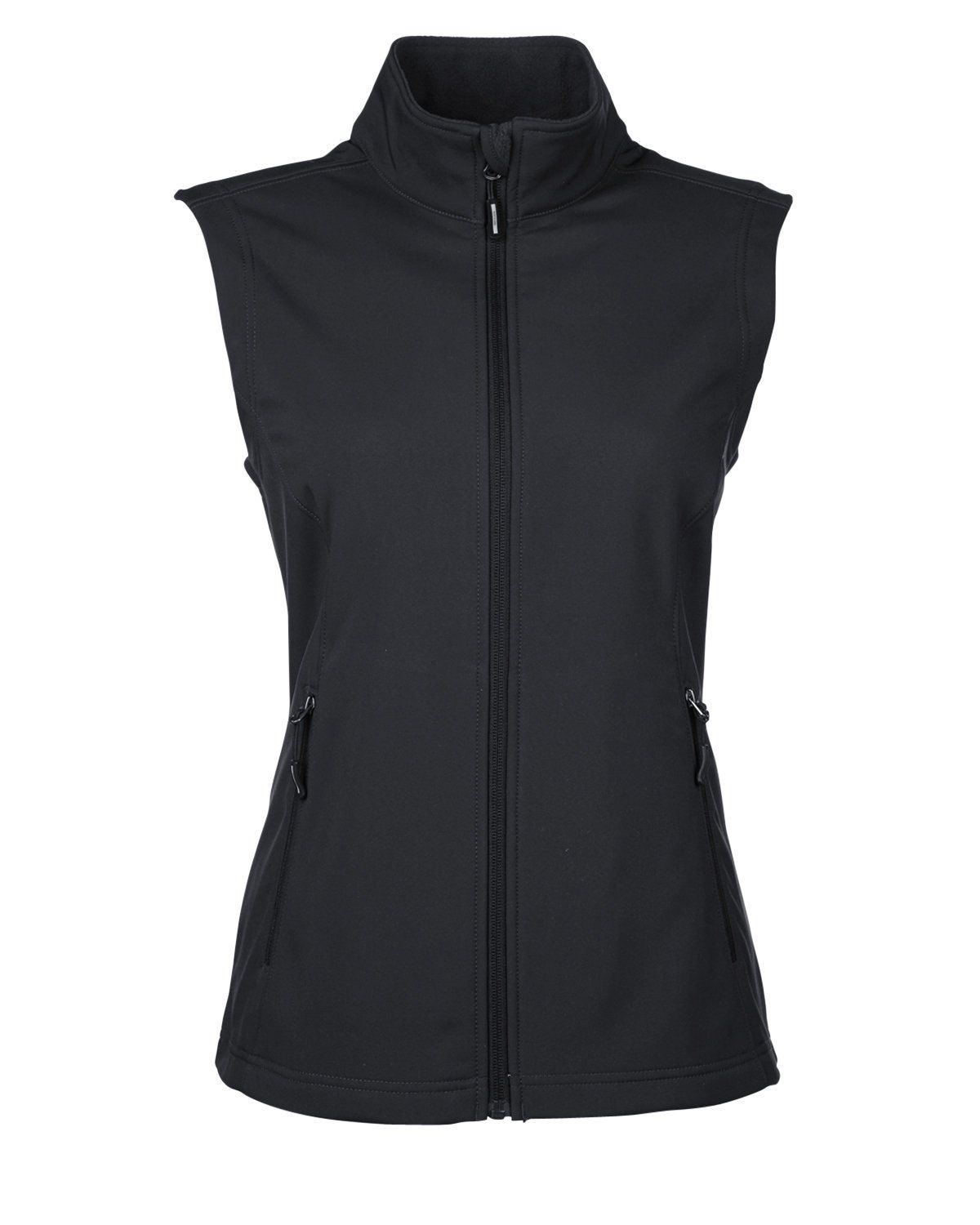 Core 365 Ladies' Cruise Two Layer Fleece Bonded Soft Shell Vest in Black