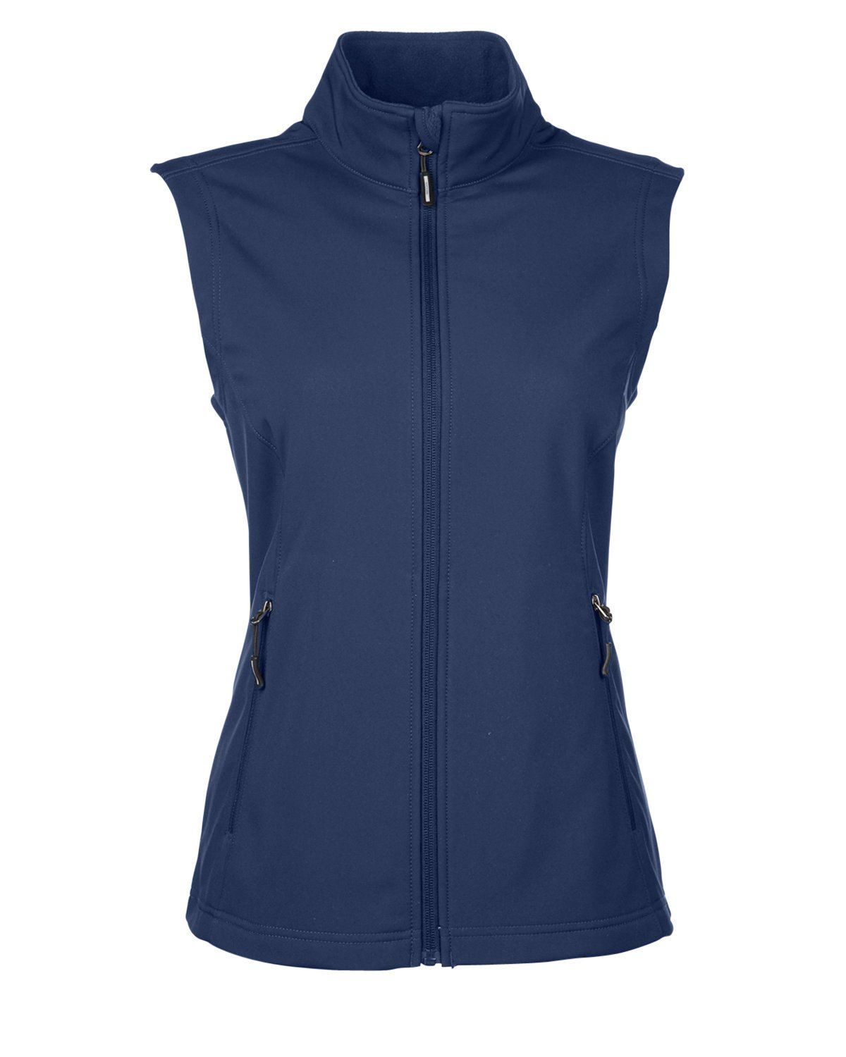 Core 365 Ladies' Cruise Two Layer Fleece Bonded Soft Shell Vest in Classic Navy