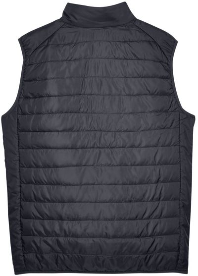 Am image of a Custom Core 365 Men's Prevail Packable Puffer Vest in Carbon!