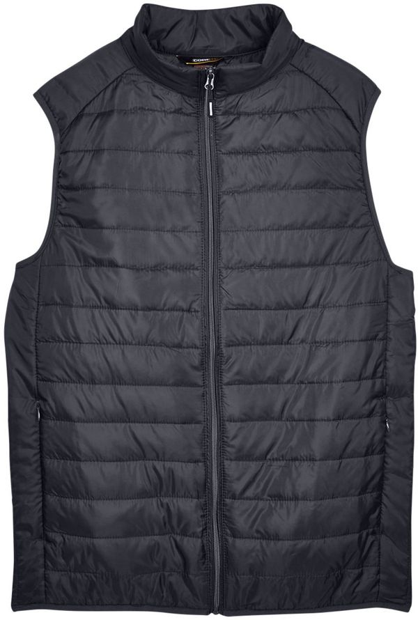 Am image of a Custom Core 365 Men's Prevail Packable Puffer Vest in Carbon!