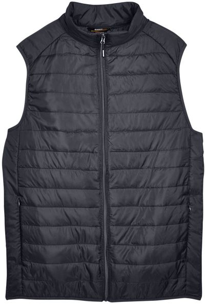 Am image of a Custom Core 365 Men's Prevail Packable Puffer Vest in Carbon!