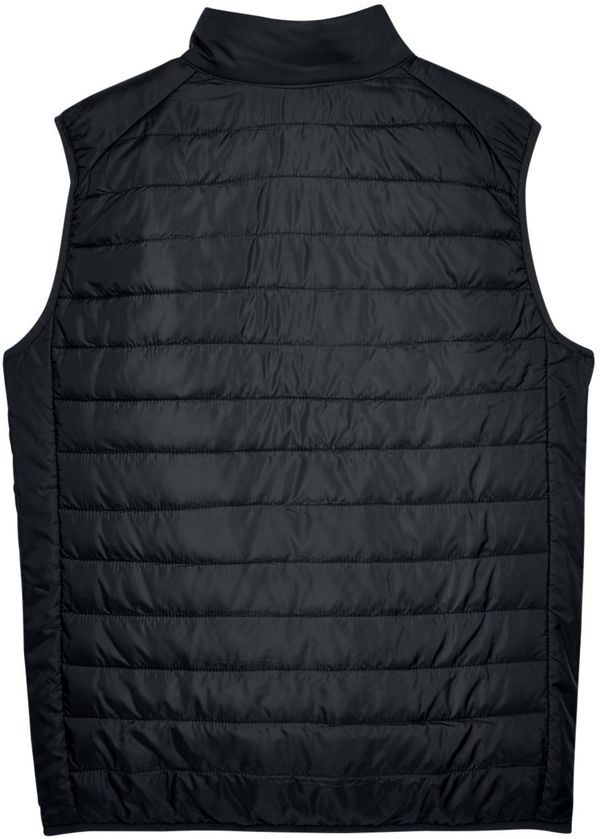 Am image of a Custom Core 365 Men's Prevail Packable Puffer Vest in Black!