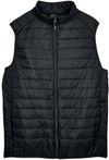Am image of a Custom Core 365 Men's Prevail Packable Puffer Vest in Black!