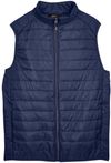 Am image of a Custom Core 365 Men's Prevail Packable Puffer Vest in Classic Navy!
