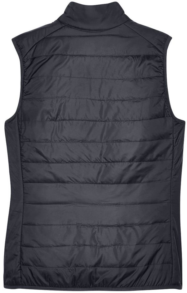 Am image of a Custom Core 365 Ladies' Prevail Packable Puffer Vest in Carbon!