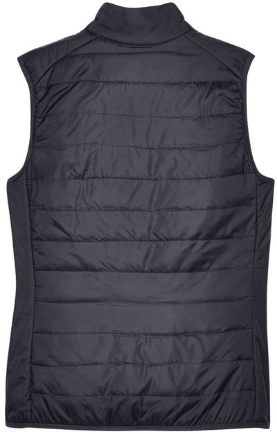 Am image of a Custom Core 365 Ladies' Prevail Packable Puffer Vest in Carbon!