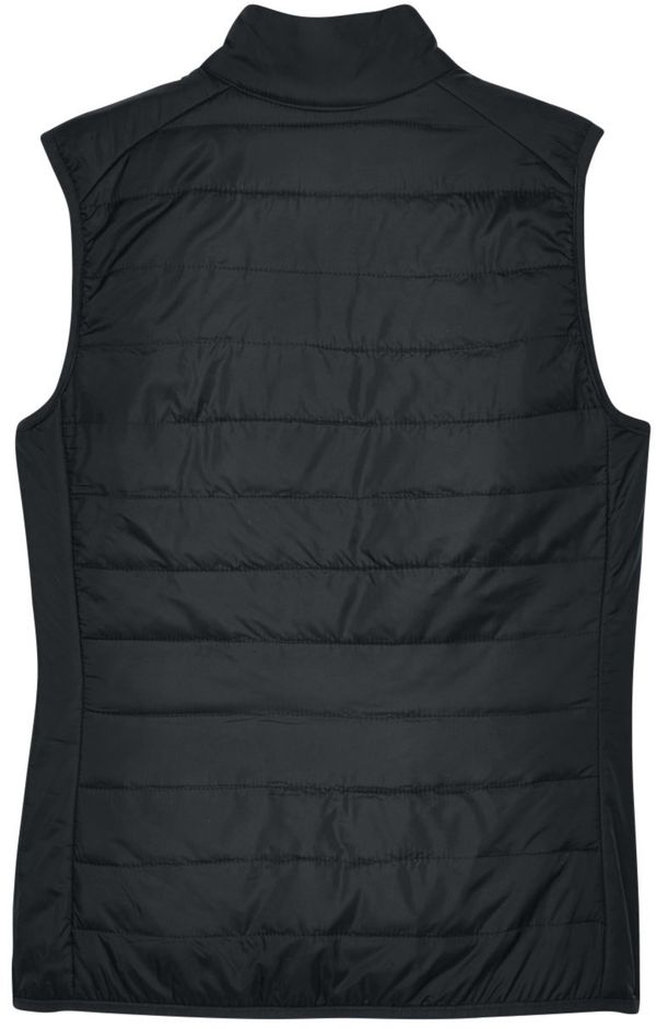 Am image of a Custom Core 365 Ladies' Prevail Packable Puffer Vest in Black!