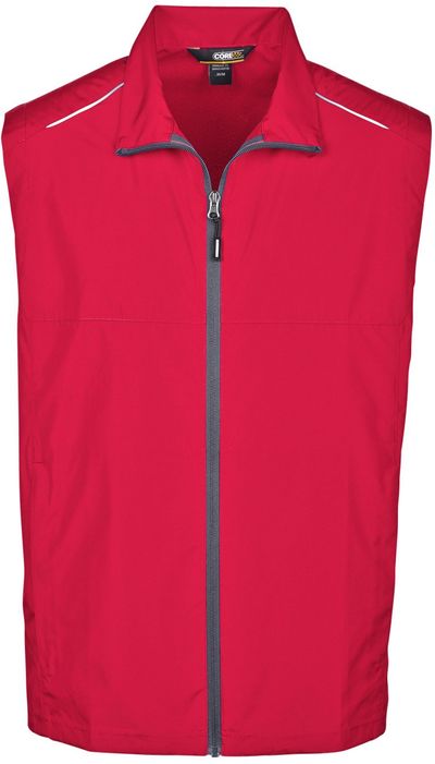 Am image of a Custom Core 365 Men's Techno Lite Unlined Vest in Classic Red!