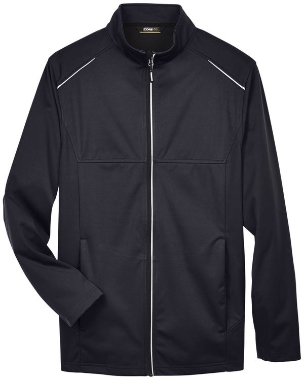 Am image of a Custom Core 365 Men's Techno Lite Three Layer Knit Tech Shell in Black!