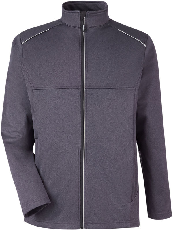 Am image of a Custom Core 365 Men's Techno Lite Three Layer Knit Tech Shell in Carbon Heather!