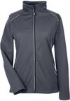 Am image of a Custom Core 365 Ladies' Techno Lite Three Layer Knit Tech Shell in Carbon!