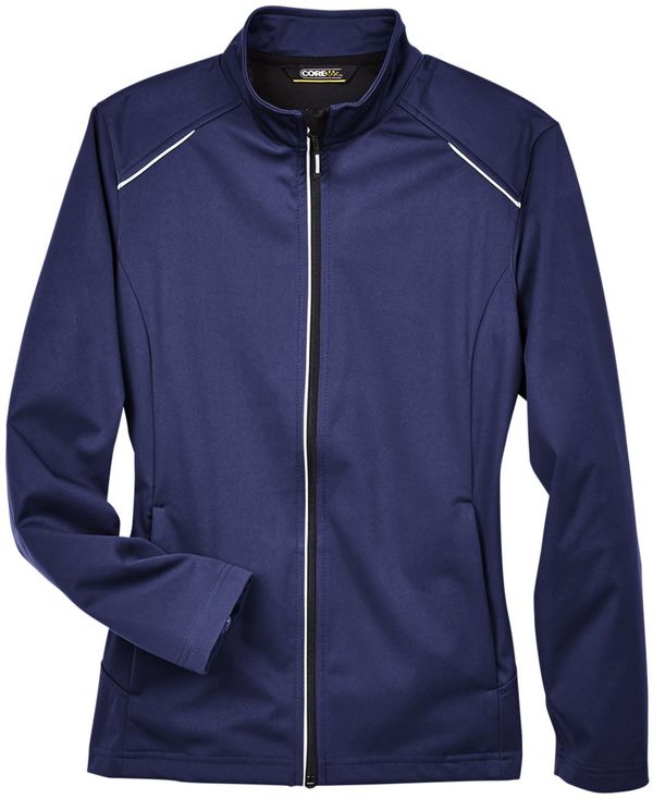 Am image of a Custom Core 365 Ladies' Techno Lite Three Layer Knit Tech Shell in Classic Navy!