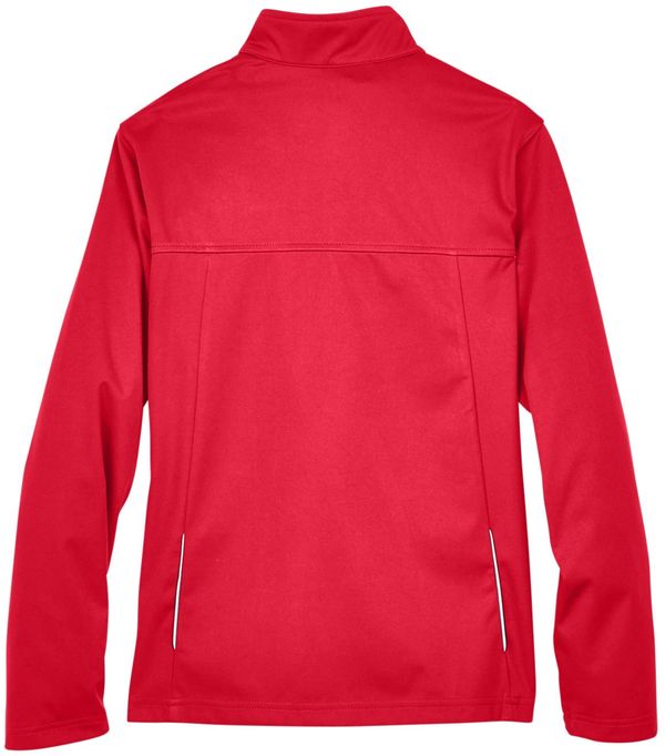 Am image of a Custom Core 365 Ladies' Techno Lite Three Layer Knit Tech Shell in Classic Red!
