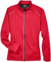 Am image of a Custom Core 365 Ladies' Techno Lite Three Layer Knit Tech Shell in Classic Red!