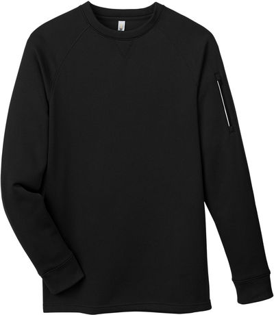 Am image of a Custom Core 365 Unisex Fusion ChromaSoft™ Fleece Crew Pullover in BLACK!