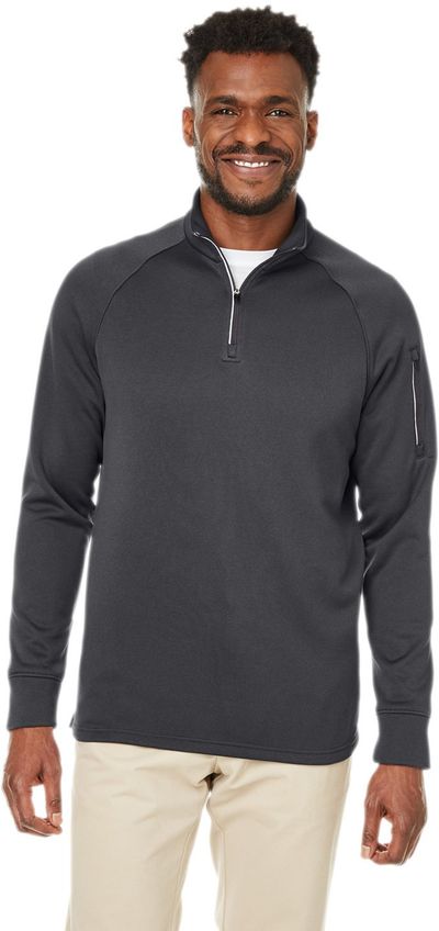 Am image of a Custom Core 365 Unisex Fusion ChromaSoft™ Fleece Quarter Zip in CARBON!