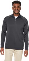 Am image of a Custom Core 365 Unisex Fusion ChromaSoft™ Fleece Quarter Zip in CARBON!