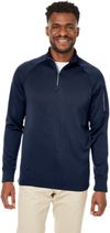 Am image of a Custom Core 365 Unisex Fusion ChromaSoft™ Fleece Quarter Zip in CLASSIC NAVY!