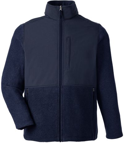 Am image of a Custom Core365 Men's Journey Summit Hybrid Full Zip in CLSC NVY/ CLS NV!