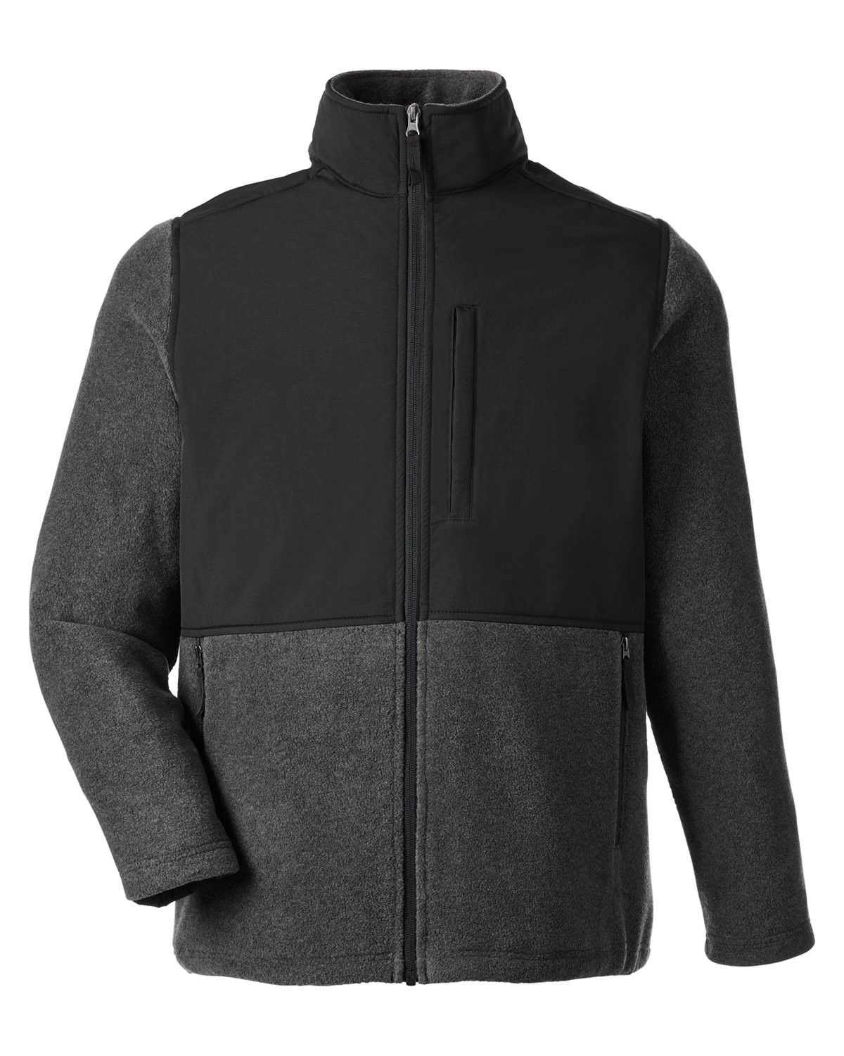 Core365 Men's Journey Summit Hybrid Full Zip in HTH CHRCOAL/ BLK