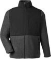 Am image of a Custom Core365 Men's Journey Summit Hybrid Full Zip in HTH CHRCOAL/ BLK!