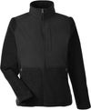 Am image of a Custom Core365 Ladies' Journey Summit Hybrid Full Zip in BLACK/ BLACK!