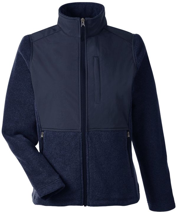 Am image of a Custom Core365 Ladies' Journey Summit Hybrid Full Zip in CLSC NVY/ CLS NV!