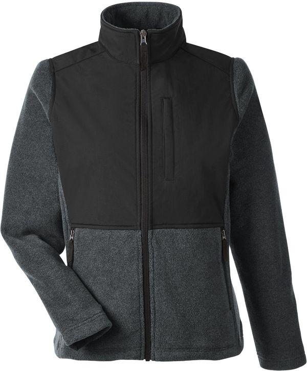 Am image of a Custom Core365 Ladies' Journey Summit Hybrid Full Zip in HTH CHRCOAL/ BLK!