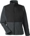 Am image of a Custom Core365 Ladies' Journey Summit Hybrid Full Zip in HTH CHRCOAL/ BLK!