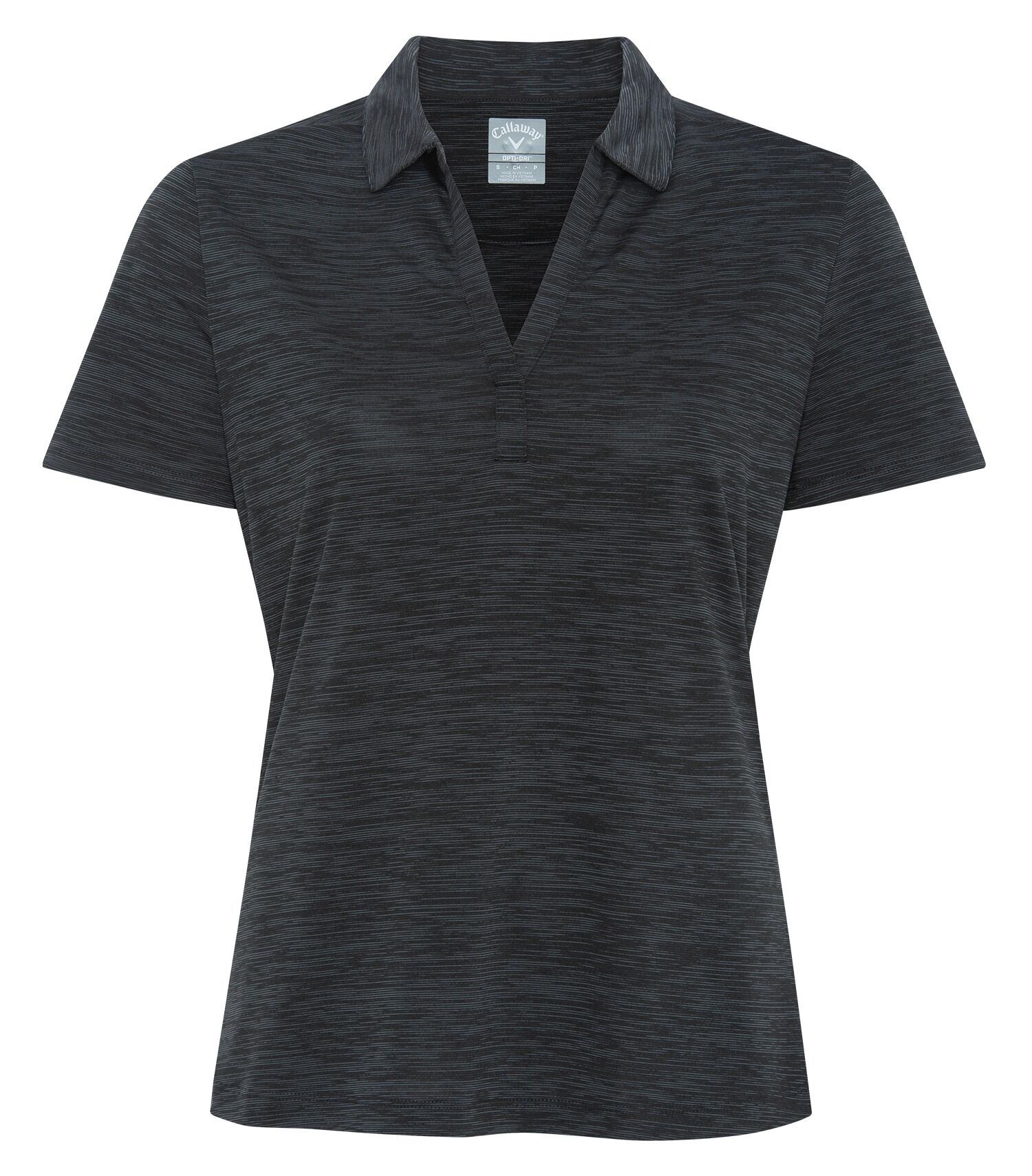 CALLAWAY BROKEN STRIPE TEXTURE LADIES' POLO. in Black